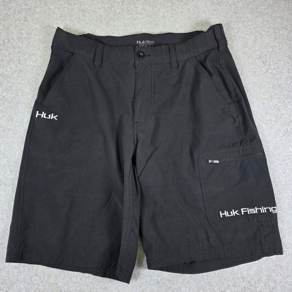 Huk Performance Fishing Shorts Men's Large Black Multi Pocket Quick Dry Outdoor - Picture 1 of 10